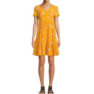 Pink Rose Yellow Floral Dress